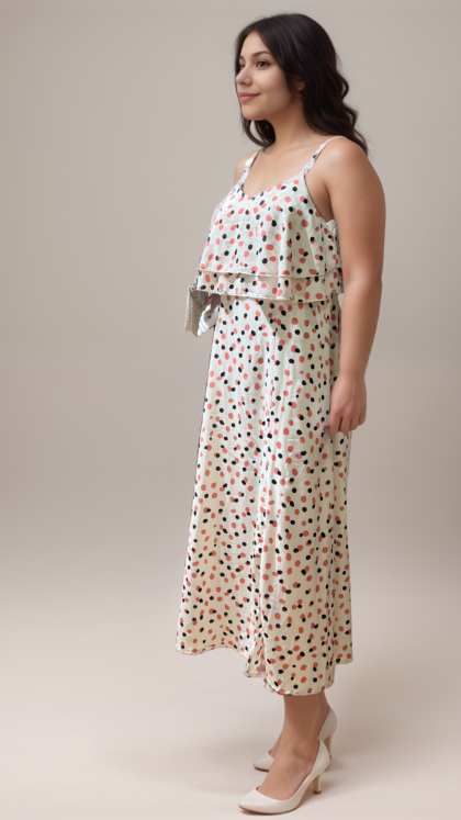 Chic Polka Dot Sleeveless Midi Dress